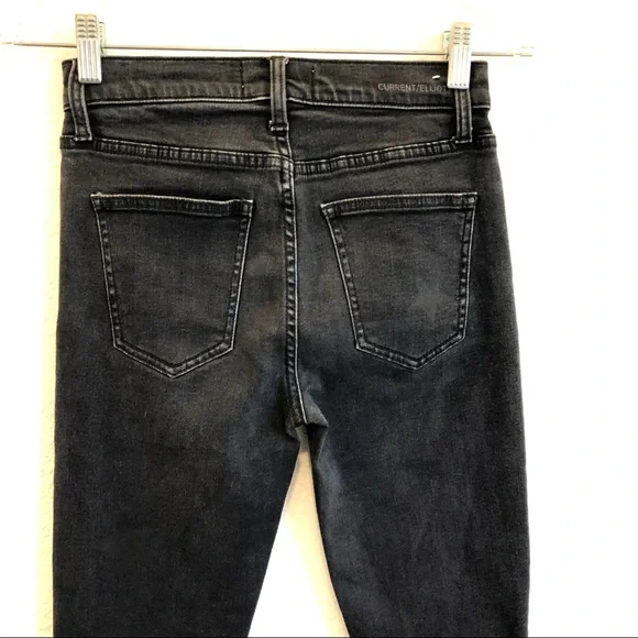 Current Elliott High Waisted The Stilleto Star Print Jeans Size 25 Black - Picture 8 of 9